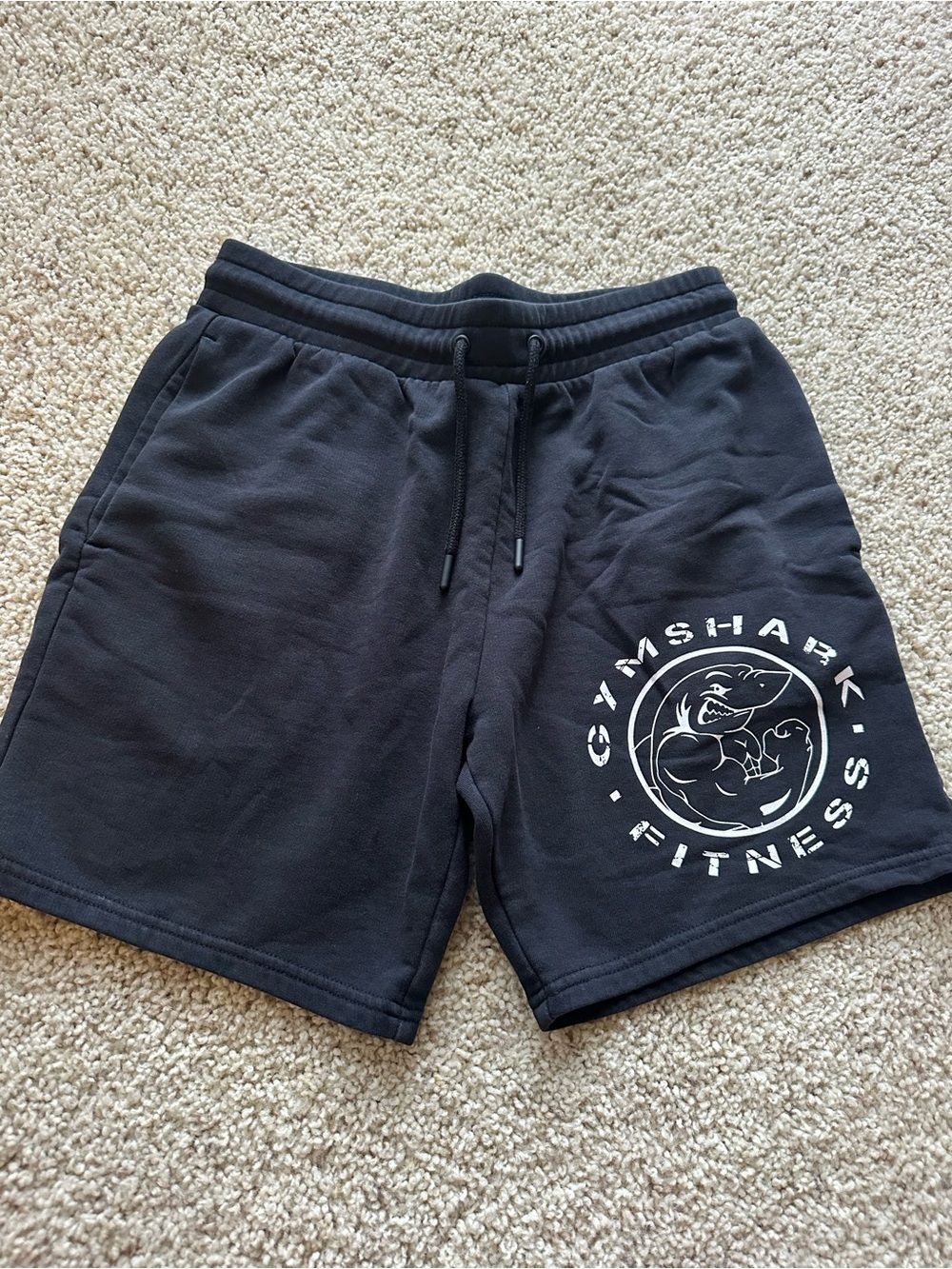 Gymshark Black fleece Shorts with White Logo